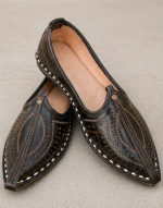 Royal Black Leather Jodhpuri Mojari - Image 3