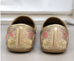 Champagne Floral Heritage Embroidered Jodhpuri Mojari - Image 4