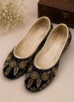 Midnight Gold Rosette Embroidered Jodhpuri Mojari - Image 5