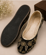 Midnight Gold Rosette Embroidered Jodhpuri Mojari - Image 4
