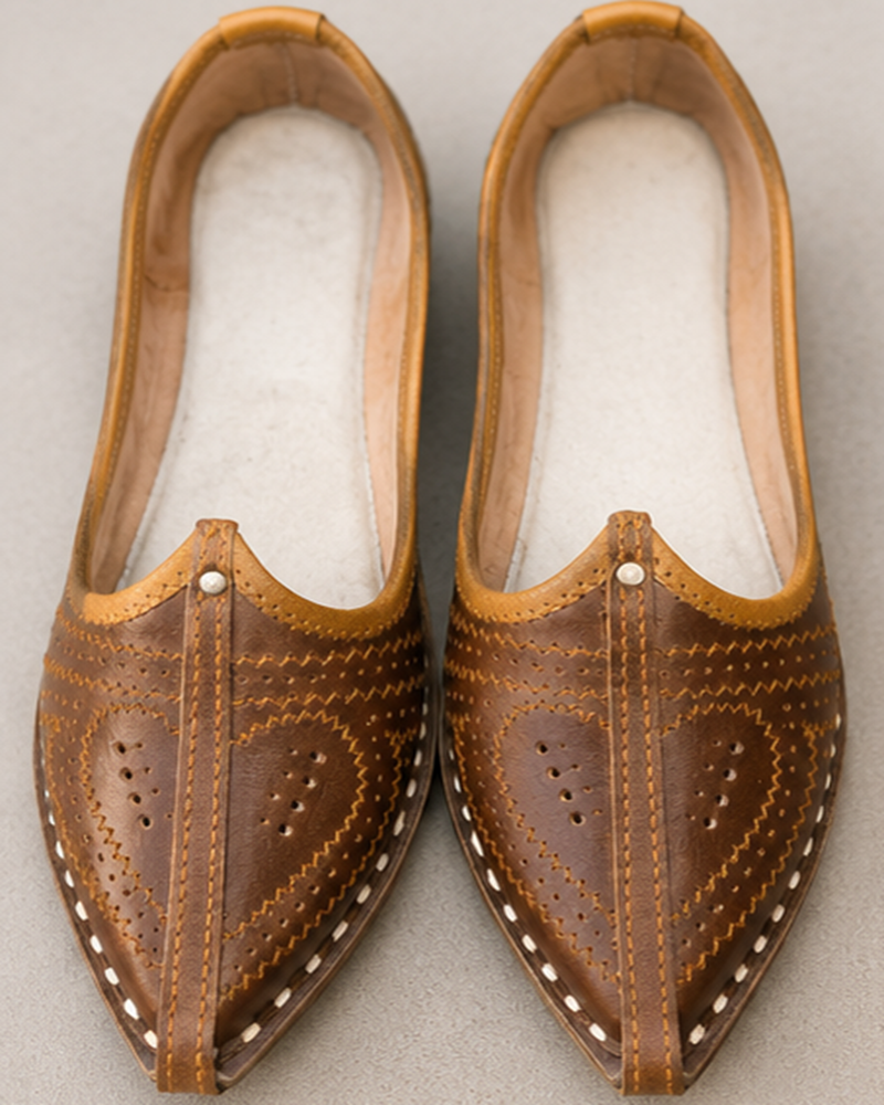 Traditional Brown Leather Jodhpuri Mojari