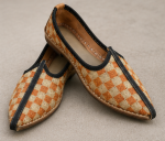 Orange Ivory Checkered Handwoven Jodhpuri Mojari - Image 3