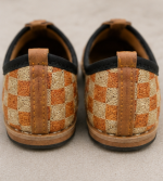 Orange Ivory Checkered Handwoven Jodhpuri Mojari - Image 4