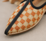 Orange Ivory Checkered Handwoven Jodhpuri Mojari - Image 5