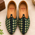 Black Gold Diamond Handwoven Jodhpuri Mojari