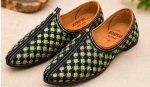 Black Gold Diamond Handwoven Jodhpuri Mojari - Image 3