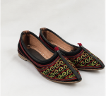 Black Green Spiral Handcrafted Jodhpuri Mojari - Image 4