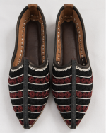Black Maroon Heritage Stripe Mojari