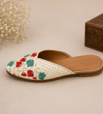 Ivory Scarlet Blossom Embroidered Mule Mojari - Image 3