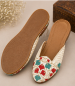 Ivory Scarlet Blossom Embroidered Mule Mojari - Image 4