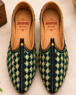 Black Gold Diamond Handwoven Ethnic Jodhpuri Mojari & Rajasthani Shoes For Men