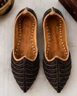 Black Stripe Heritage Ethnic Jodhpuri Mojari & Rajasthani Shoes For Men