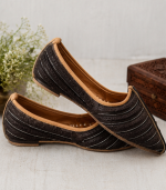 Black Stripe Heritage Ethnic Jodhpuri Mojari & Rajasthani Shoes For Men - Image 2