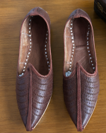 Classic Brown Leather Punch Work Ethnic Jodhpuri Mojari & Rajasthani Shoes For Men