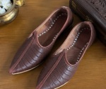 Classic Brown Leather Punch Work Ethnic Jodhpuri Mojari & Rajasthani Shoes For Men - Image 5