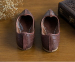 Classic Brown Leather Punch Work Ethnic Jodhpuri Mojari & Rajasthani Shoes For Men - Image 3