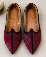 Maroon Royal Embroidered Ethnic Jodhpuri Mojari & Rajasthani Shoes For Men