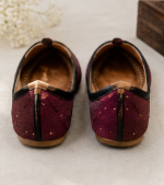 Maroon Royal Embroidered Ethnic Jodhpuri Mojari & Rajasthani Shoes For Men - Image 5