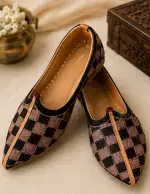 Royal Check Weave Ethnic Jodhpuri Mojari & Rajasthani Shoes For Men - Image 6