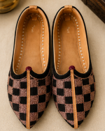 Royal Check Weave Ethnic Jodhpuri Mojari & Rajasthani Shoes For Men