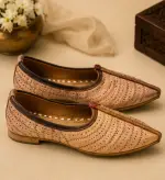 Sandstone Leather Punch Work Ethnic Jodhpuri Mojari & Rajasthani Shoes For Men - Image 2