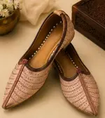 Sandstone Leather Punch Work Ethnic Jodhpuri Mojari & Rajasthani Shoes For Men - Image 4