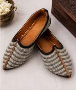 Ivory Stripe Heritage Ethnic Jodhpuri Mojari & Rajasthani Shoes For Men - Image 5