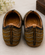 Olive Rajputi Stripe Ethnic Jodhpuri Mojari & Rajasthani Shoes For Men - Image 4