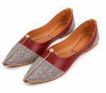 Royal Rajputi Maroon Silver Jodhpuri Mojari & Rajasthani Shoes For Men - Image 3